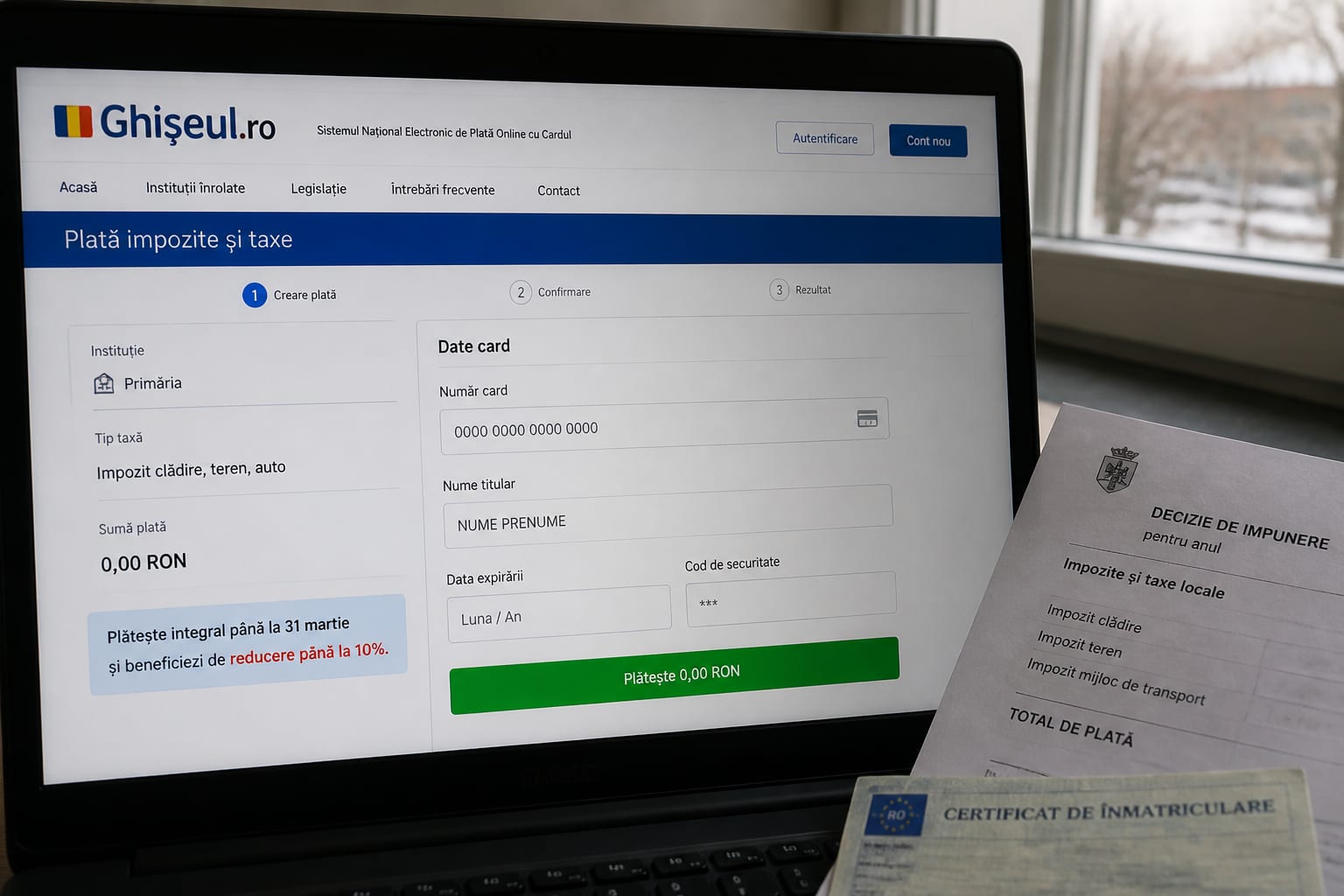 Plata taxelor locale prin Ghiseul ro aduce reduceri de până la 10 la sută până la finalul lunii martie