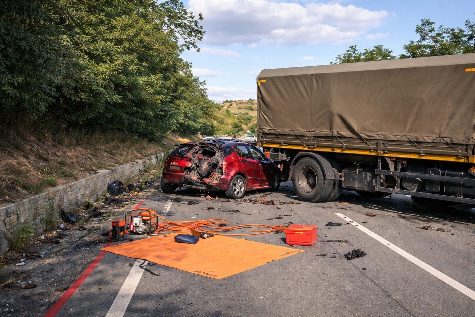 Trei persoane inclusiv un minor au murit într-un accident cu un camion militar în Mureș